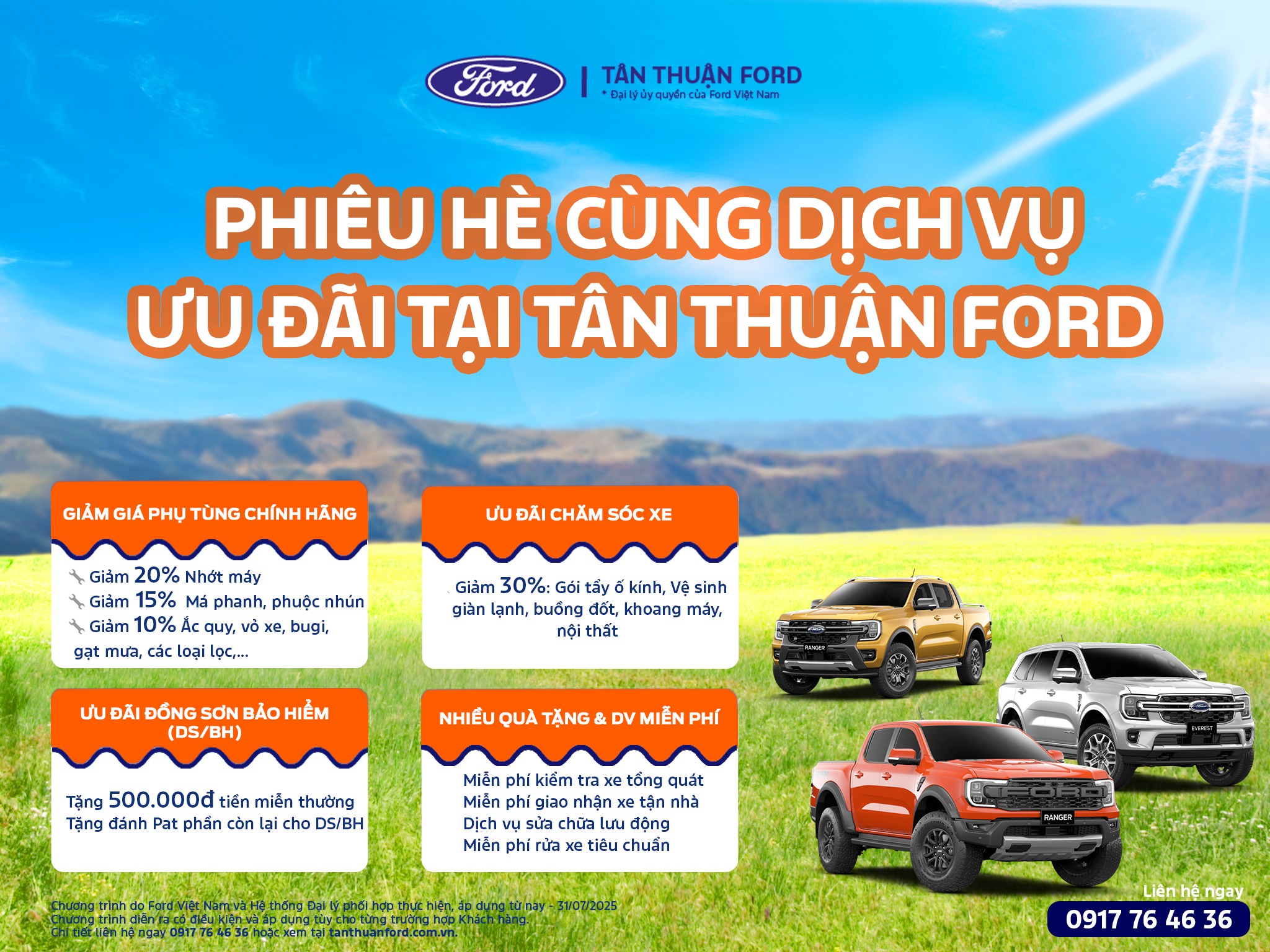 PHIÊU HÈ CÙNG DỊCH VỤ – ƯU ĐÃI HẾT CỠ TẠI TÂN THUẬN FORD!